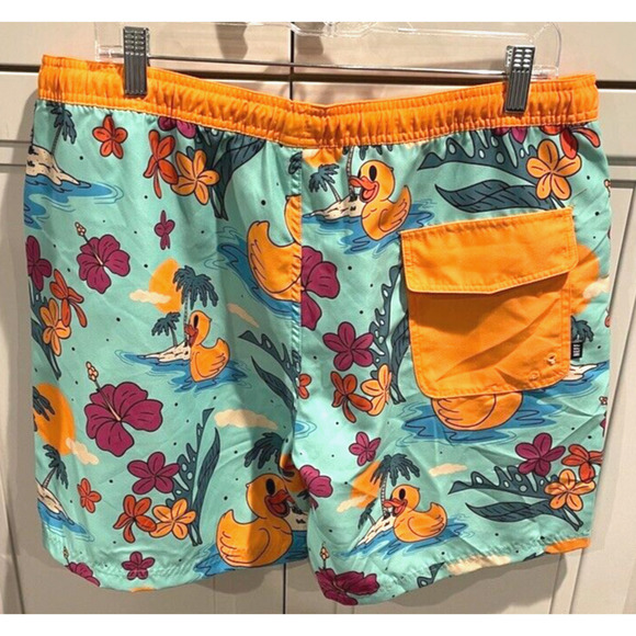 NEFF Men's Size XL Hawaiian Rubber Duck Drawstring Hot Tub Swim Trunks - Picture 5 of 7